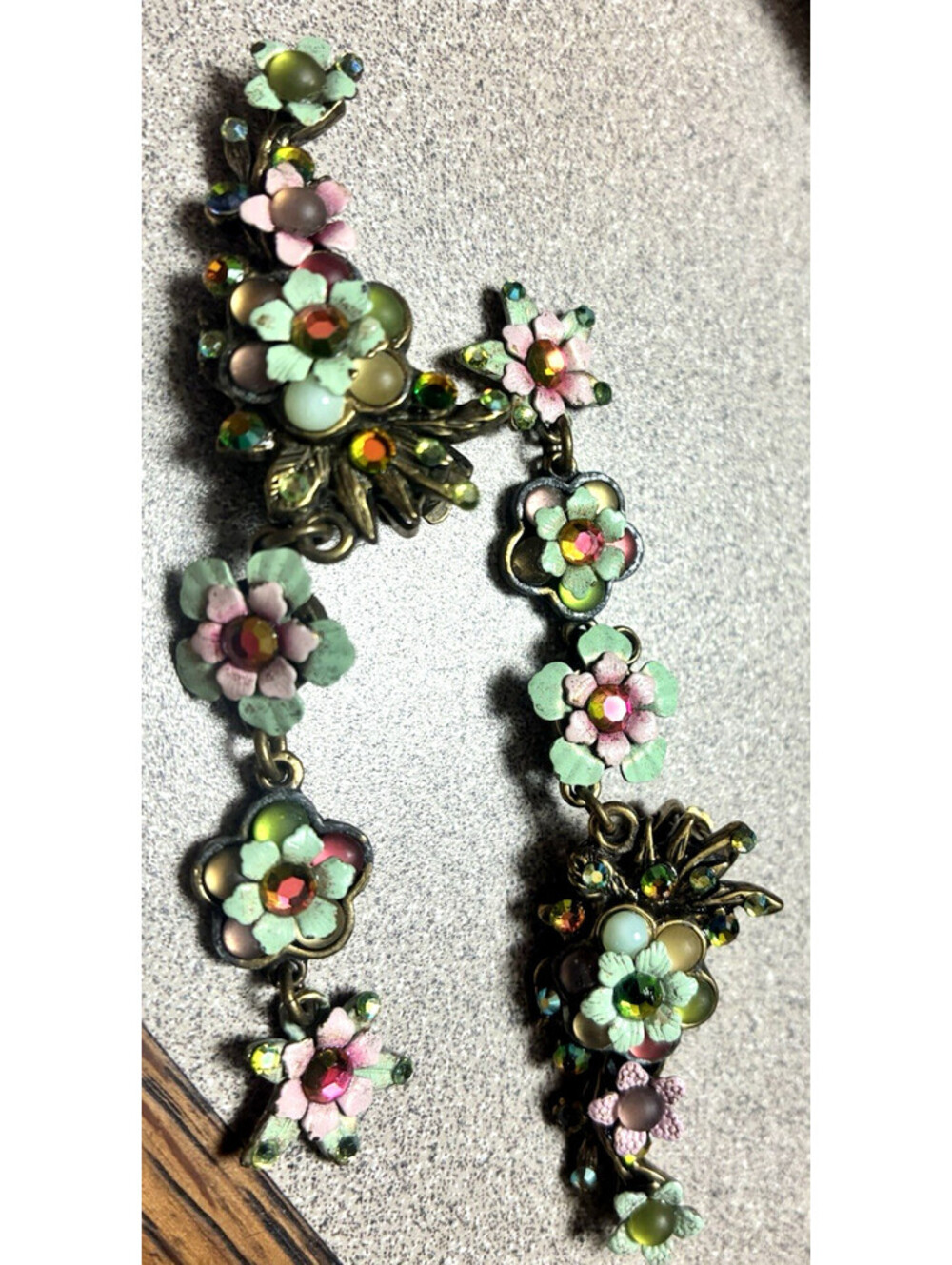 Michal NegrinEnamel Floral Earrings Dangle Chandelier Vintage 1999- 2000's